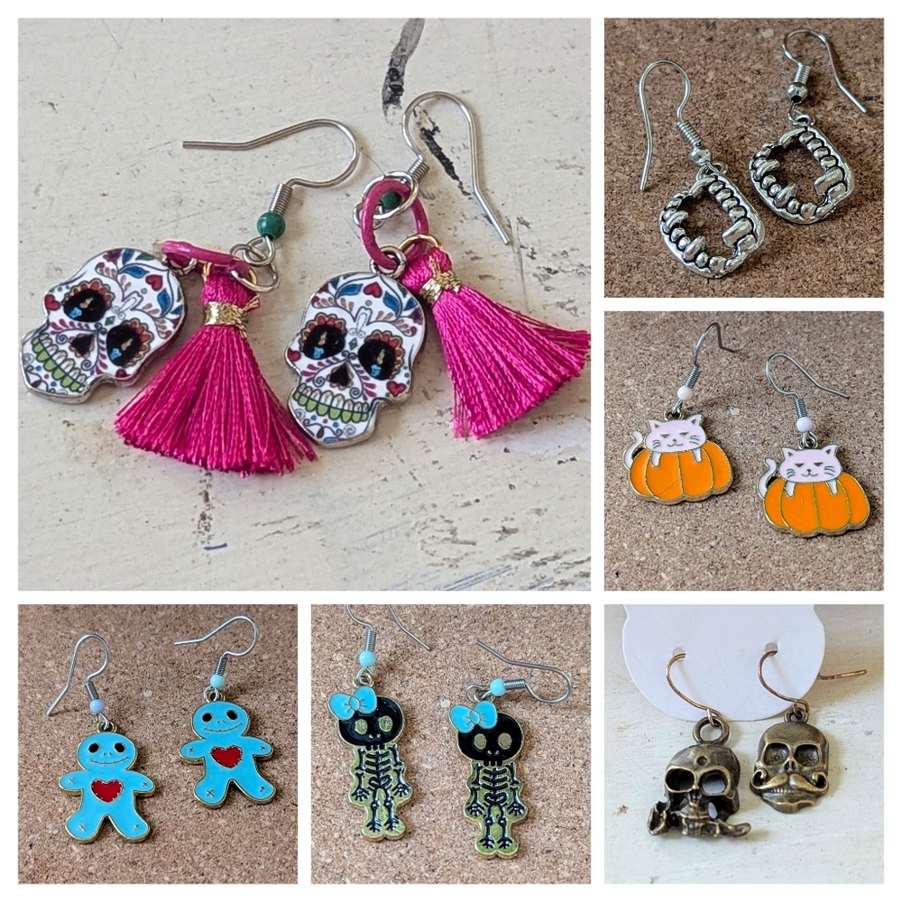 Halloween Handcrafted Multiple Dangle Charms  Earrings